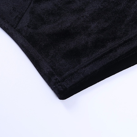 Black velvet long flare sleeve v-neck top - Picture 12 of 12